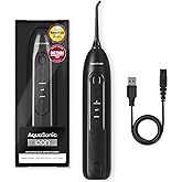 AquaSonic Icon Water Flosser for Teeth – Cordless Rechargeable Oral Irrigator – Waterproof, Portable Dental Cleaning with Jet Tip – Braces Home Travel - Onyx