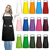 IMERAGO 15 Pcs Adult Aprons Bulk with Pockets Adjustable Bib Chef Apron for Women Men Painting Cooking Crafting (S/L)