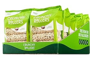 Classic White Rice Crunchy Rollers - Sweet Rice Snacks, Crispy Puffed Rolls, Healthy Snack Rolls for Adults and Kids - Friendly Grains - 3.5 oz (12 Packs of 8)