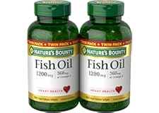 Nature’s Bounty Fish Oil 1200 mg, Twin Pack, Supports Heart Health With Omega 3 EPA & DHA, 360 Rapid Release Softgels