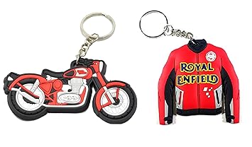 Mj Ragav Single Sided Royal Bullet Bike Royal Enfield Jacket Shape Rubber Keychain Multicolour Combo Pack For Royal Bullet Bike Lovers Best Gift Returns Amazon In Toys Games