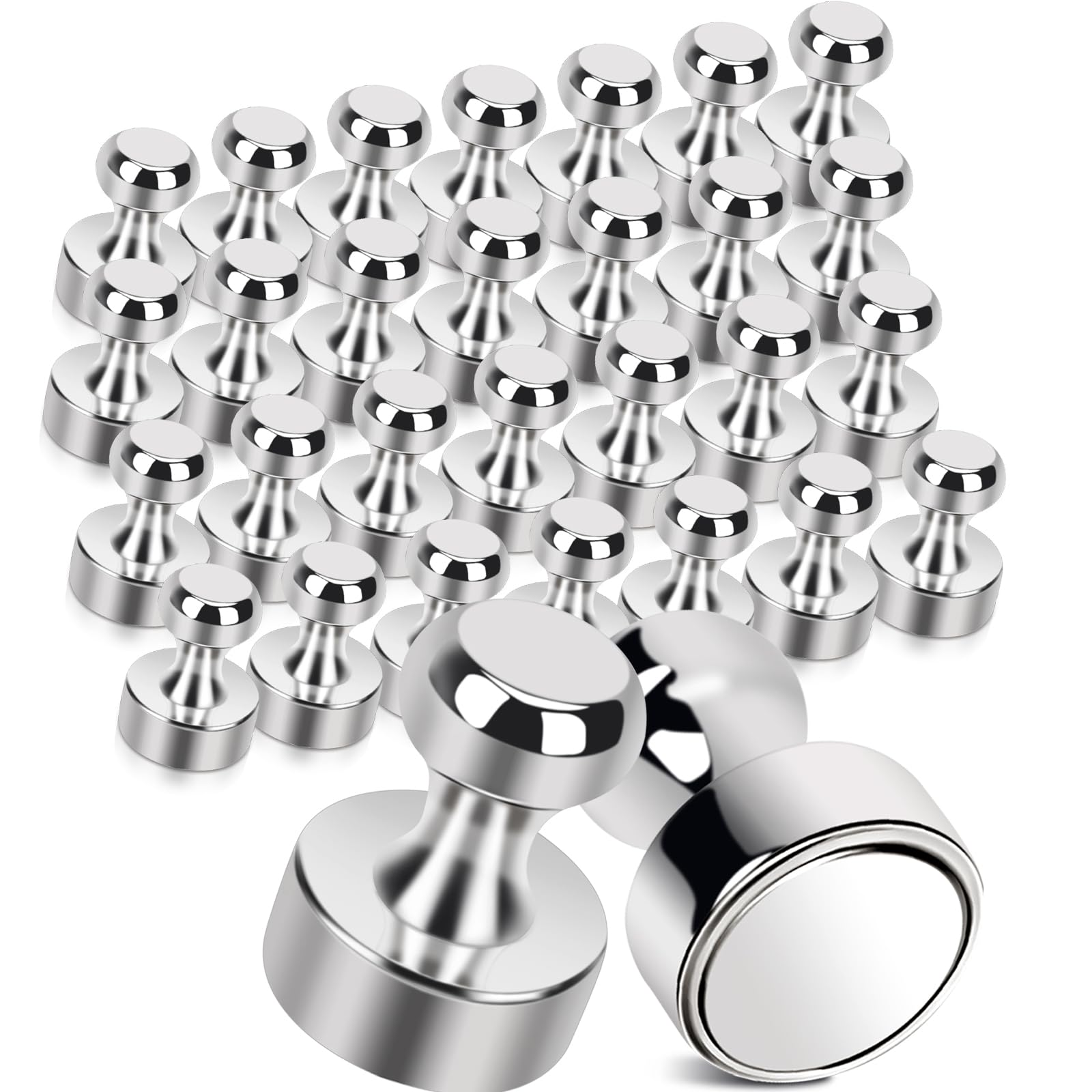 28Pack Magnetic Push Pins,12 mm x 16 mm Neodymium Magnet Strong, Fridge Magnets Strong, Small Magnets for Magnetic Board, Round Mini Magnets for Office Whiteboard, Refrigerator, Pin Board,