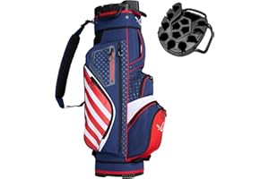 Anncord Golf Cart Bag with 14 Way Organizer Divider Top, Full Length Dividers, Golf Bag for Men Women with Handles and Rain Cover (American Flag)