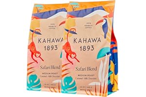 KAHAWA 1893 - Whole Coffee Beans - Safari Blend - Great for Cold Brew - As Seen on Shark Tank - Medium Roast - Directly Farmer Sourced from Kenya - Tasting Notes: Caramel & Milk Chocolate -2ct