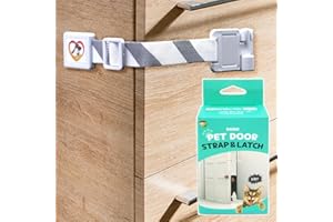 Cat Door Adjustable Latch, Child & Pet Proofing Locks, Adjustable Latch Buddy Pet Stopper, Multi-Use Safety Straps for Cabinets, No Drill Adhesive Installation by HA SHI