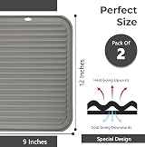 Linda's Essentials Silicone Trivets 2 Pack 30x23cm Heat Resistant Mats Gray view 4
