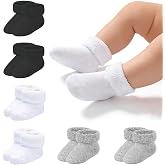Newborn Socks 0-3 Months Preemie Infant Cotton Terry Ankle Socks 6 Pairs | Cotton Rich, Soft, Comfy, Warm,Multicolor, Easy Care, perfect for baby showers, baptisms, Easter, birthdays, church