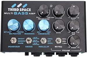 Luocute Bass Multi Effects Pedal, Preamp with 3 Band EQ Parallel Signal Chain Cabinet Simulator Speaker Switch, Dual FX Loops