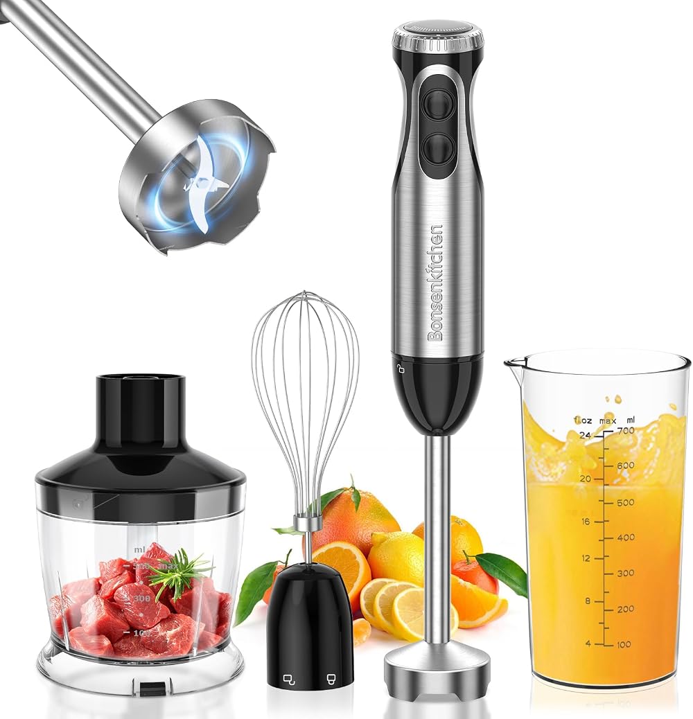 Bonsenkitchen 1000W 4-in-1 Hand Blender with Accessories HB3203