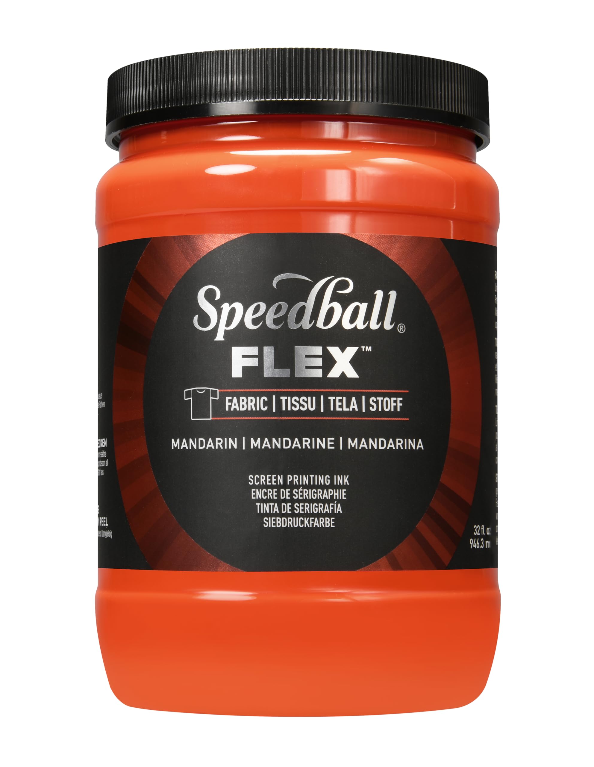 Speedball Flex Screen Printing Fabric Ink Mandarin 32oz, for Home Decor, Bags, T Shirt, Essential for Artists Craft Kit