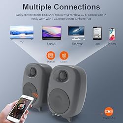 BESTISAN Bookshelf Speakers, 60 Watt Powered Studio