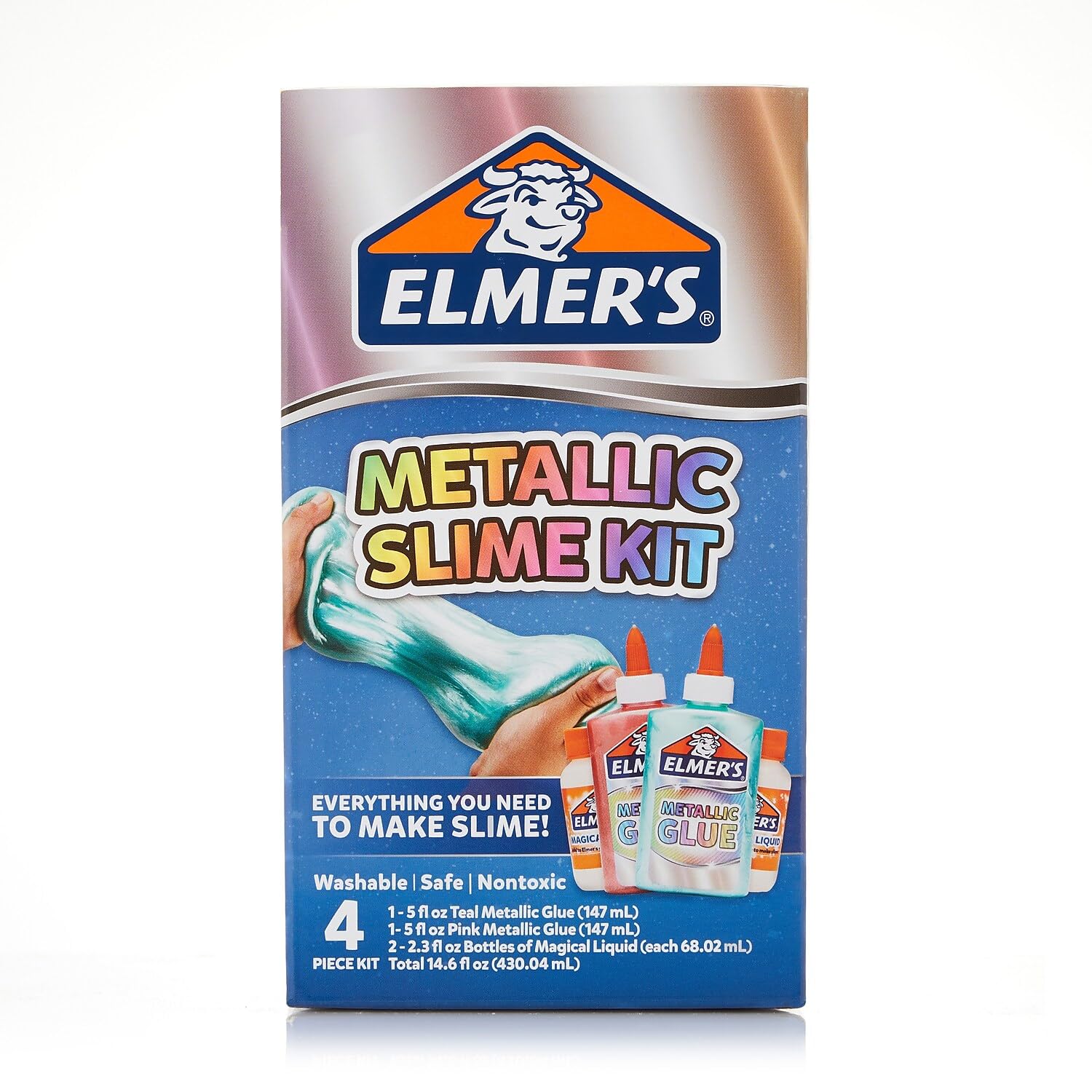 Elmer’s Metallic Slime Kit, Includes Glue and Magical Liquid Activator, 4 Piece Kit - Perfect for Parties, Gift, Kids Activity Time