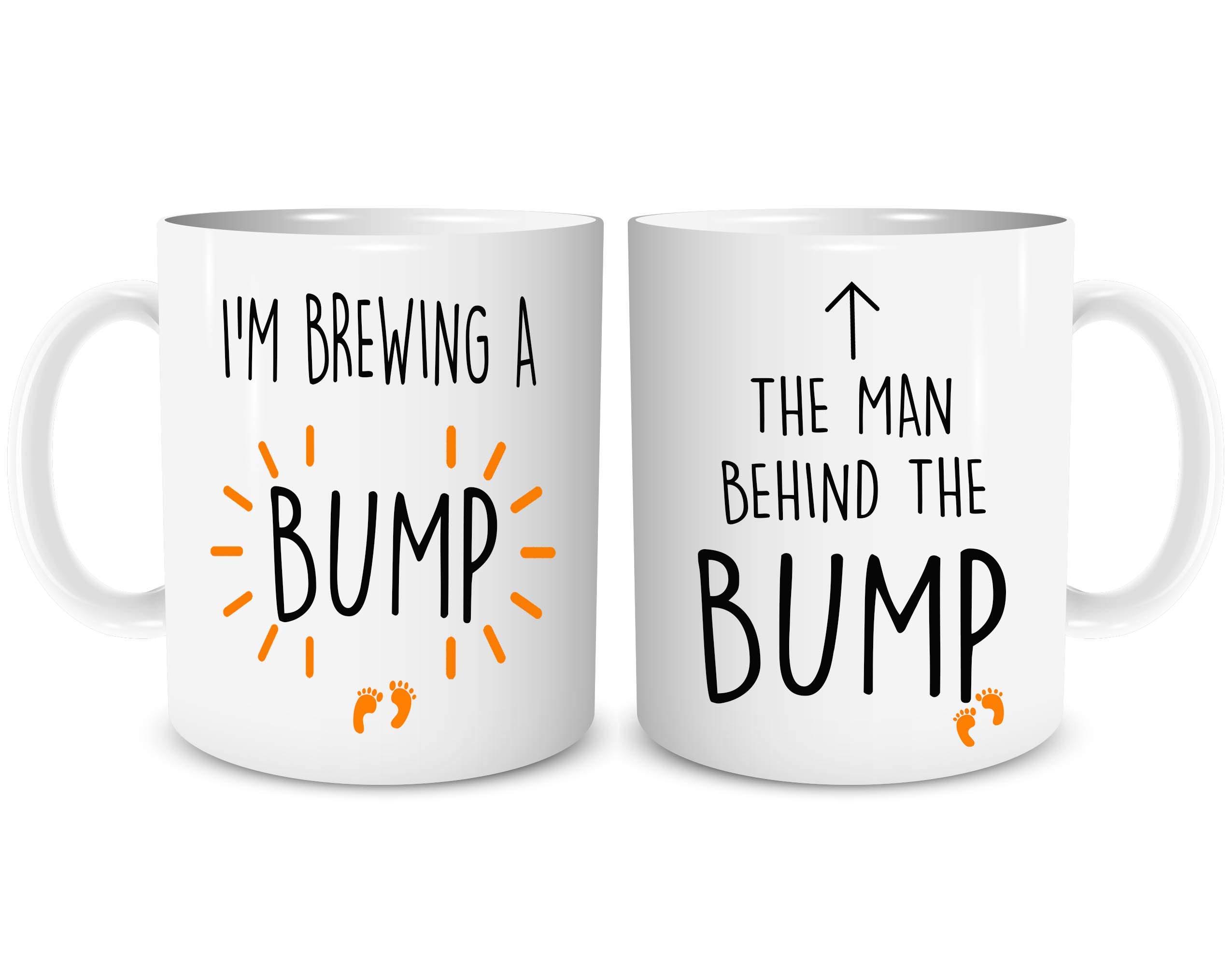 Brewing A Bump Couple's Mug Set - New Parent Gift - Cute Ceramic Mug Cup Set - Friend WSDMUG1297, White