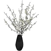 ATFL Artificial Plum Blossom Flowers,6 Pcs Faux Branches for Vase,Artificial Cherry Blossom Branches for Table Accessories Party Beach Theme Office Home Decor (White)…