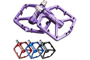 Bike Pedals Mountain Bike Adult, Light MTB Flat Pedals Grippy w 20pcs Non-Slip Studs, Glass Fiber Nylon Composite Platform Pe