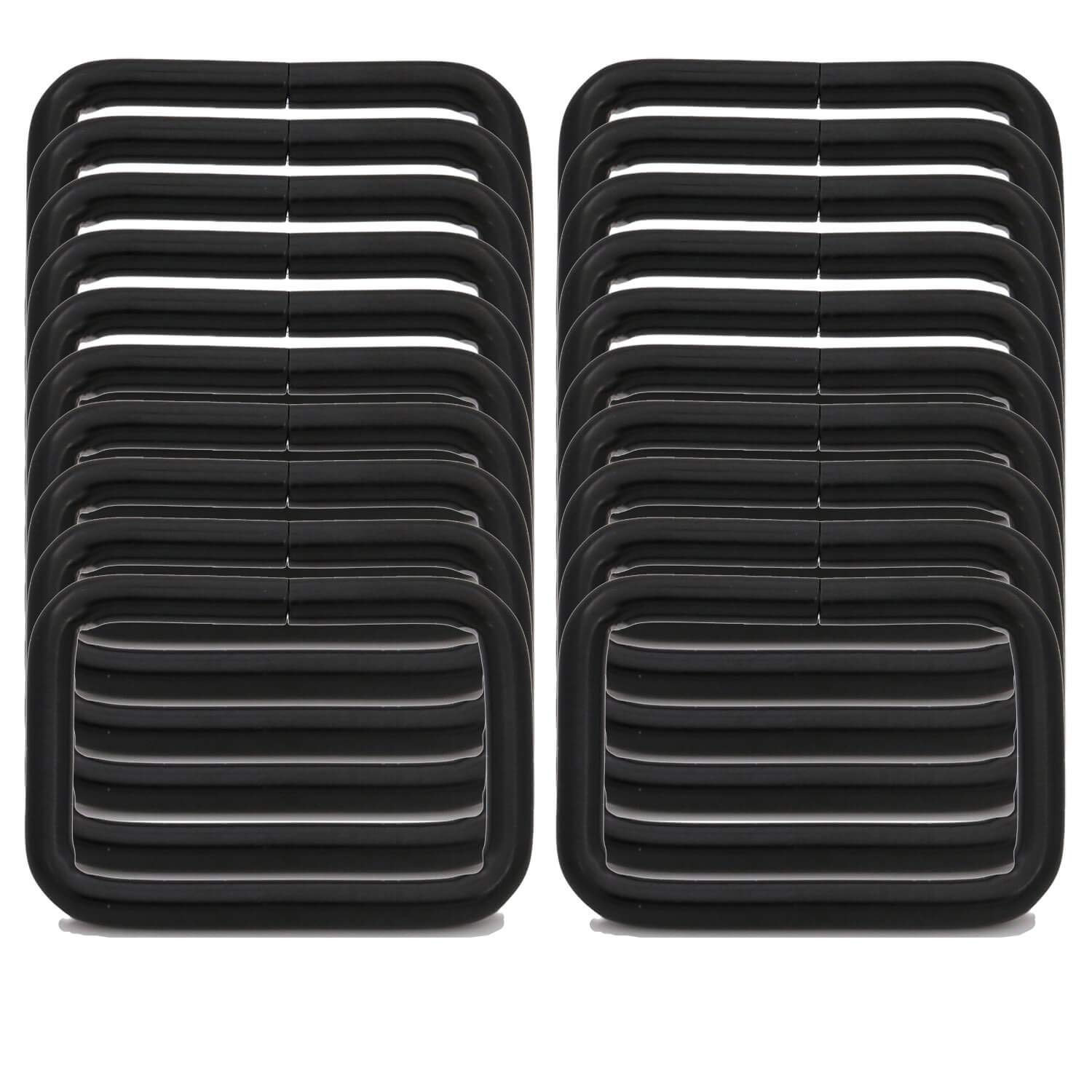 BIKICOCO Metal Rectangle Ring Buckles Square Strap Webbing Belt Rings for Bag Purse Non Welded 1-1/4 x 3/4 Inch, Black, Pack of 20