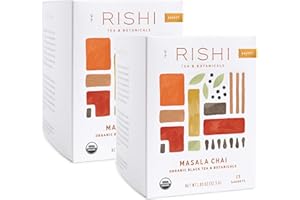 Rishi Tea Masala Chai Herbal Tea - Immune Support, USDA Certified Organic, Highly Caffeinated, Naturally Spiced, Black Tea Blend - 15 Sachet Bags, 1.85 oz (Pack of 2)