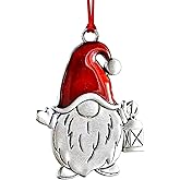Gnome Christmas Ornaments, Small Gnomes Ornaments for Xmas Tree, Handmade Metal Silver Holiday Ornament, Unique Cute Gnomes Christmas Decorations, Gnome Gifts
