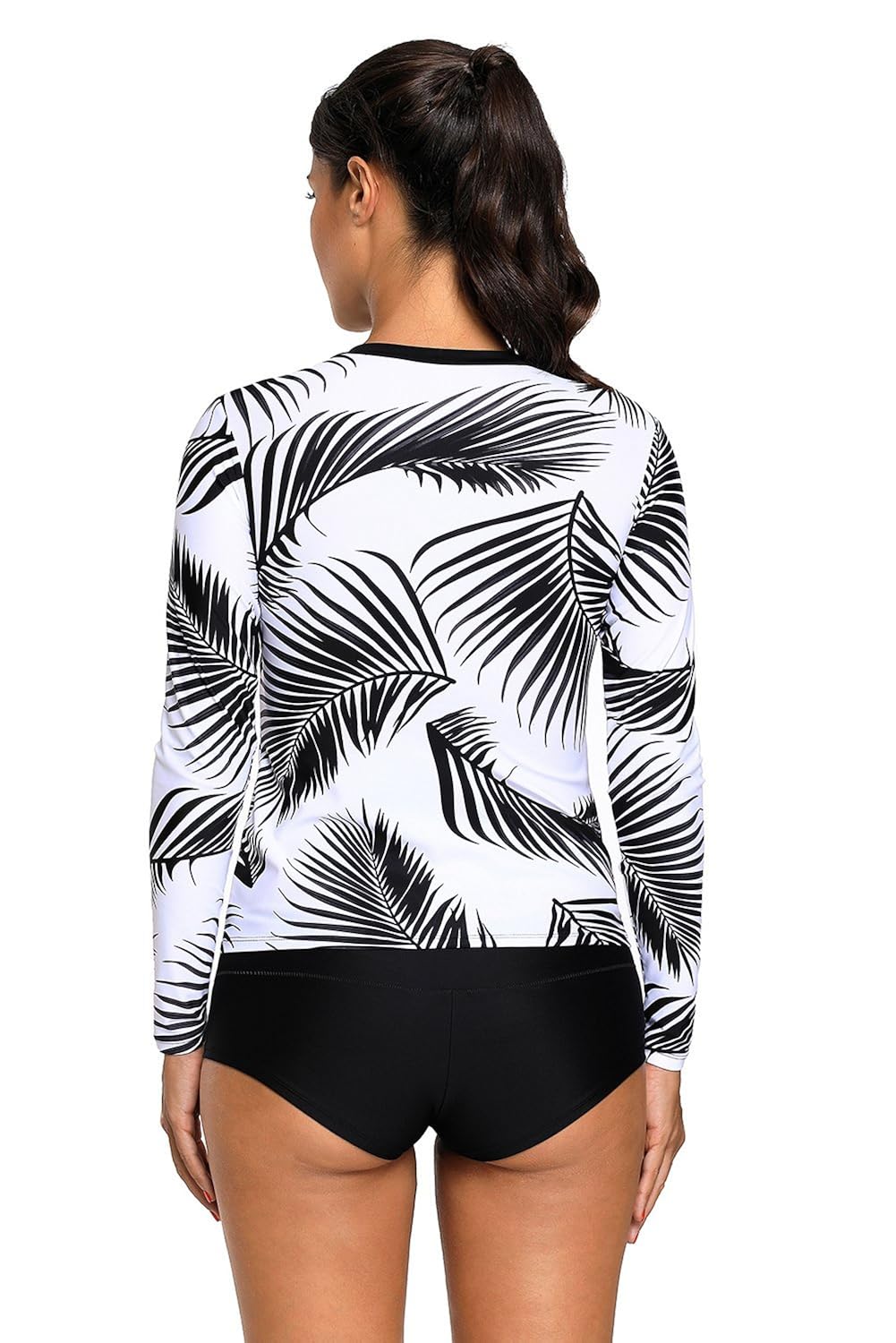 boldgal women's full-sleeved swimwear print beach top (white)