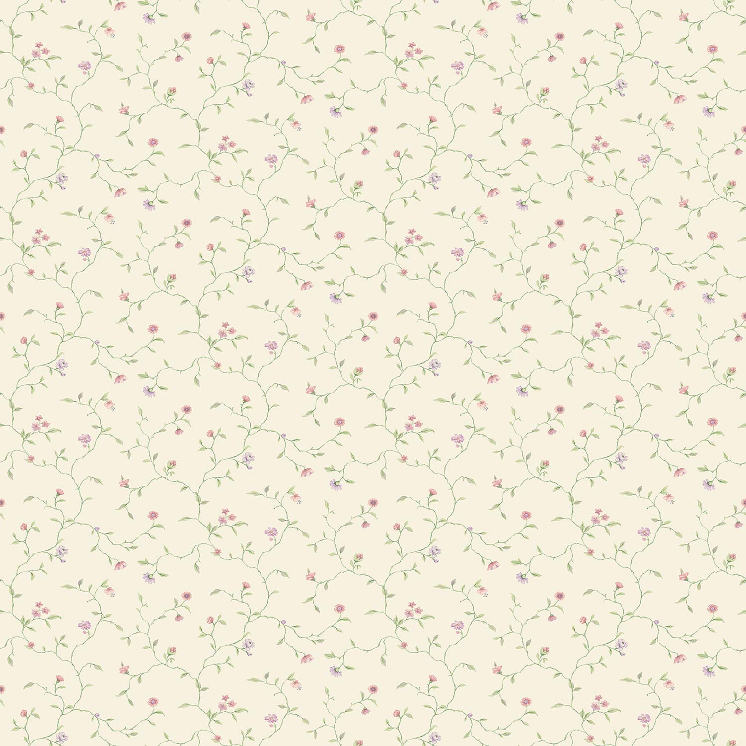 Galerie G67922 Miniatures 2 Small Flower Vines Design Wallpaper, Pink/Cream, 10m x 53cm