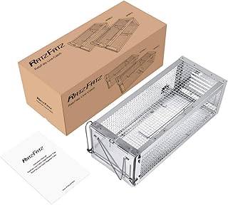 RatzFatz® Lebendfalle Mausefalle, Premium Rattenfalle, Groß ●Inkl Ebook● XXL, Köder Profi, Garten & Haus, Tierfalle Set, ua Hasen & Hamster, Wiederverwendbar, Lebend, Jagd, rostfrei, Käfig MTBSL40