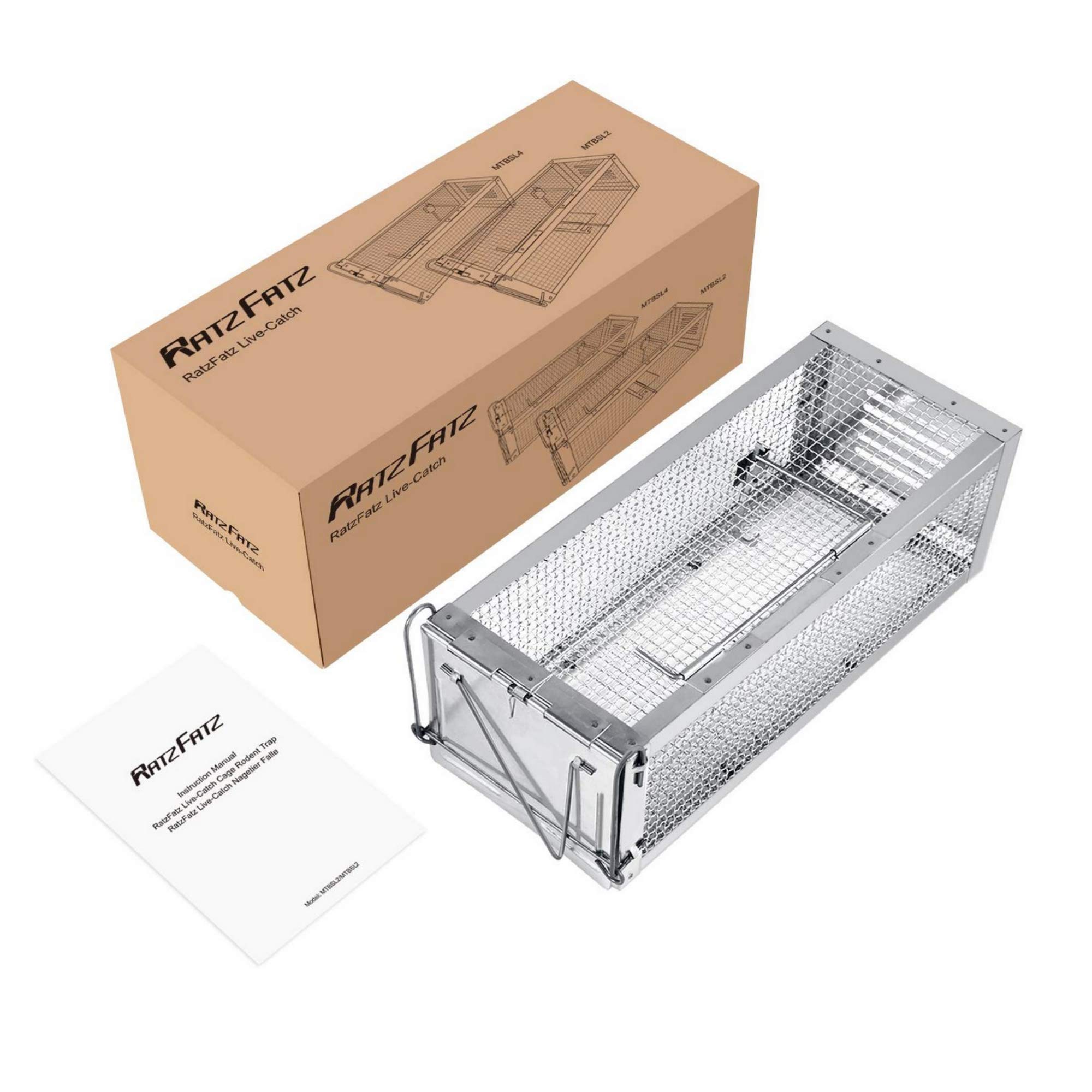 Rat Trap, RatzFatz Humane Mouse Trap, Reusable Rat Catcher, No Kill, Pet Friendly Live Mouse Catch, Large 30 cm, Squirrel Trap, Effective Rat Cage Trap for Outdoor & Indoor