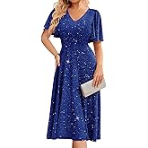 Bridesmay Women's Formal Wedding Guest Dress for Women 2026 Short Sleeve Fit and Flare Tea Party Dresses