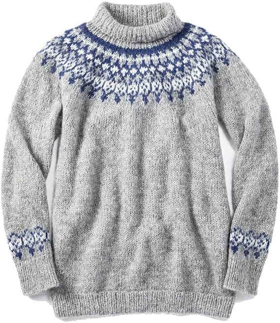 Amazon タートルネックセーター ペルー製 手編み キッズ柄 アルパカ レディース M グレー セーター 通販