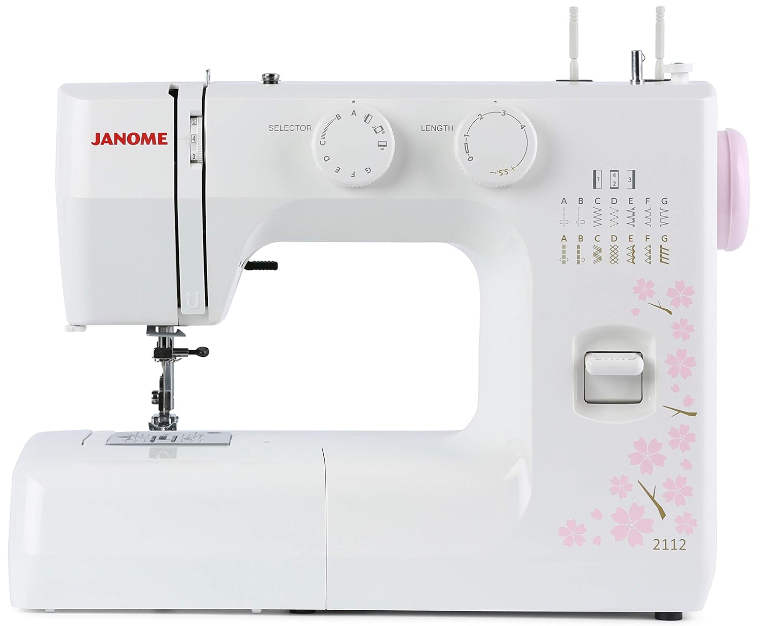 Janome 2112 Cherry Blossom Easy-to-Use Sewing Machine with 12 Stitches,  Fully Adjustable Stitch Length and Width. Diamond Cut Feed Dogs for Easy  Traction on ...