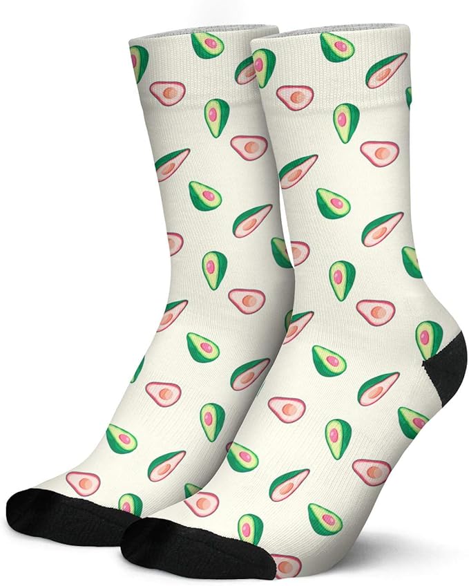 Mens Pink Avocado Crew Socks Soft Running Long Socks at Amazon Men’s