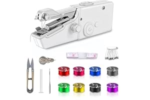 ABABILA Handheld Sewing Machine,Sewing Machines for Beginners,Portable Electric Mini and Samll Hand Held Kit for Adults Included Mannual and Accessories,Sewing Hem Quick Stitching (White)