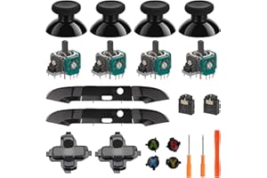 BENSEAGER Repair Kit for Xbox One S/X Controller, Thumbsticks, 3D Analog Joysticks, LB RB Bumper, Dpad, ABXY Buttons, Headphone Jack, Replacement Parts for Xbox One Controller(Model: 1708)(Black ABXY)