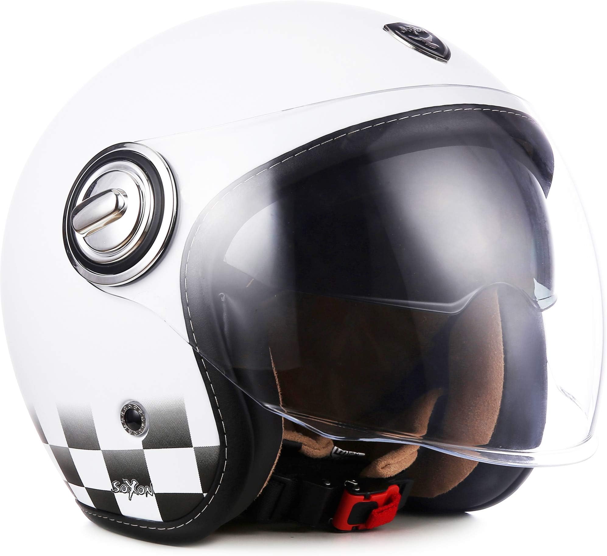 Soxon SP-888 Motorcycle Helmet Scooter Helmet ECE Sun Visor Quick Release SlimShell Bag M (57-58 cm) Bronze