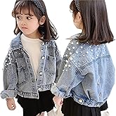 Ohrwurm Girls Pearl Jean Jacket Toddler Denim Jacket Kids Button Down Denim Top Coat Embroidered Outwear