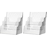 Gagee 2 Pack Brochure Display Stand 8.5 x 11 inch, 3 Tier | Wall Mount, Clear, Magazine Holder, For Literature, Brochures, Pamphlet, Flyer, Paper Document