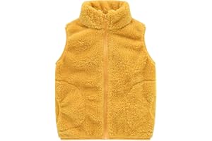 Toddler Baby Boy Girl Fleece Vest Fuzzy Sherpa Sleeveless Waistcoat Fall Winter Faux Fur Jacket Vest with Pockets