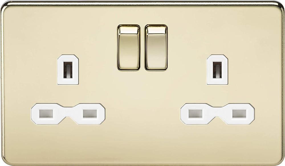 Knightsbridge 13A 2G Screw Less DP Polished Switched Socket