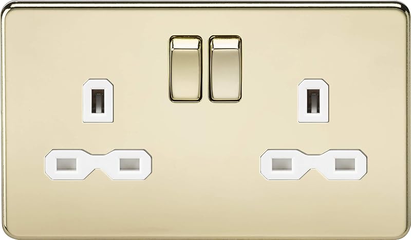 Knightsbridge 13A 2G Screw Less DP Polished Switched Socket