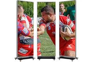 JPIYEIC 80 inch LED Screen, P1.86 Spliceable Digital Signage Display, Foldable LED Poster Display APP/U-Disk Content Publishing, Advertising Display Kiosk for Events, WiFi/USB/HDMI, Flight Case