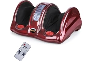 H&B Luxuries Shiatsu Foot Massager Machine with Remote Controller, Kneading and Rolling Home Massagers for Feet, Ankle, Calf, Leg, Gift for Men, Women, Father, Mom Parents and The Elderly, Red