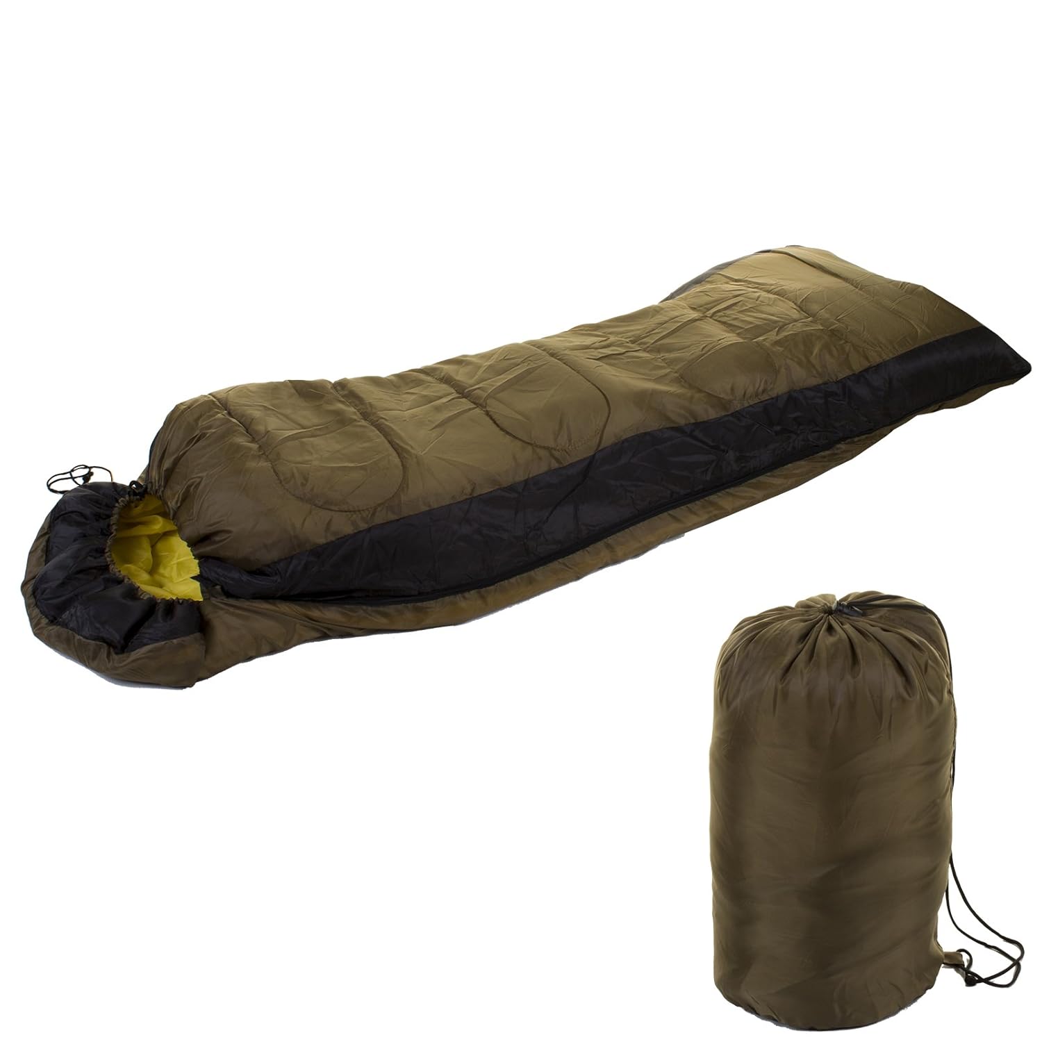 Marko Outdoor Sleeping Bag Mummy Camping Hiking Fishing Lightweight Warm Sleepover Caravan Khaki Camping