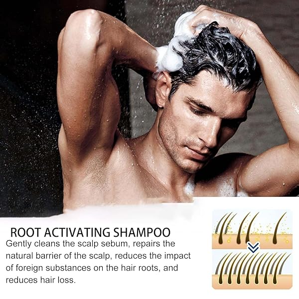 KAFJED ROOT ACTIVATOR SHAMPOO, HAIR SHAMPOO, NATURAL HAIR REGROWTH FOR MEN & WOMEN, THICKER & DARKER HAIR TREATMENT WITH NOURISHING FORMULA 100ML/3.38FL OZ