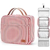 Bosidu Hanging Travel Toiletry Bag,Large Capacity Cosmetic Travel Toiletry Organizer for Women with 4 Compartments & 1 Sturdy Hook,Perfect for Travel/Daily Use/Christmas