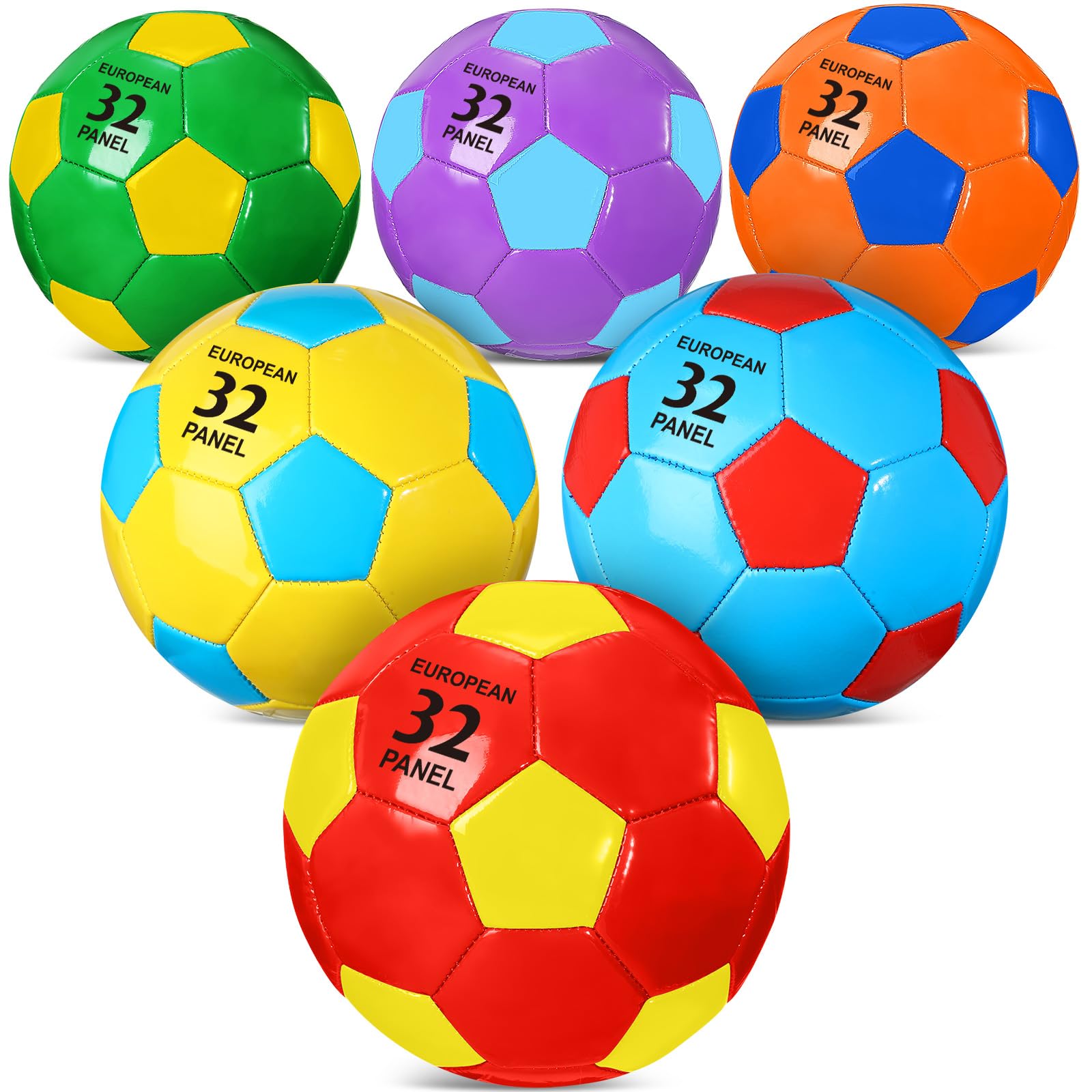 Photo 1 of HyDren 6 Pcs Soccer Ball with Pump Colorful Official Soccer Ball for Adult Indoor Outdoor Soft Sport Gift for Training Practice Game Christmas Operation(Bright Style,Size 4)