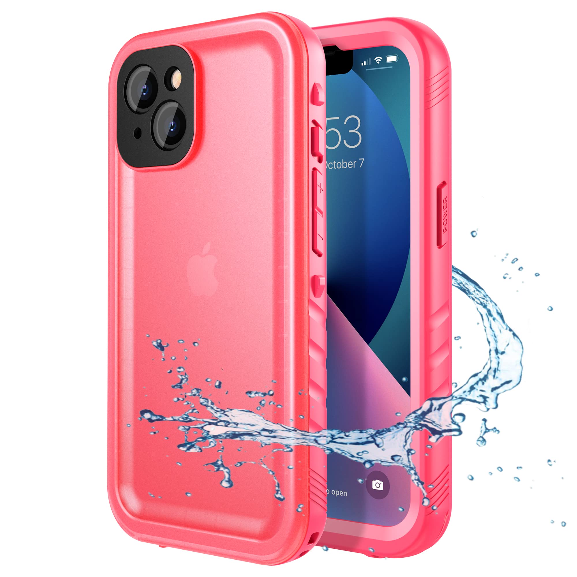 Photo 1 of SPORTLINK for iPhone 13 Waterproof Case - Full Body Shockproof Dustproof Phone Screen Protector Rugged Waterproof Case for iPhone 13 6.1 Inches Pink