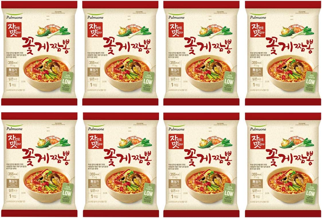 Pulmuone Non-Fried Ramyun Noodle 3.7 Oz Each - Pack Of 8 (Seafood)