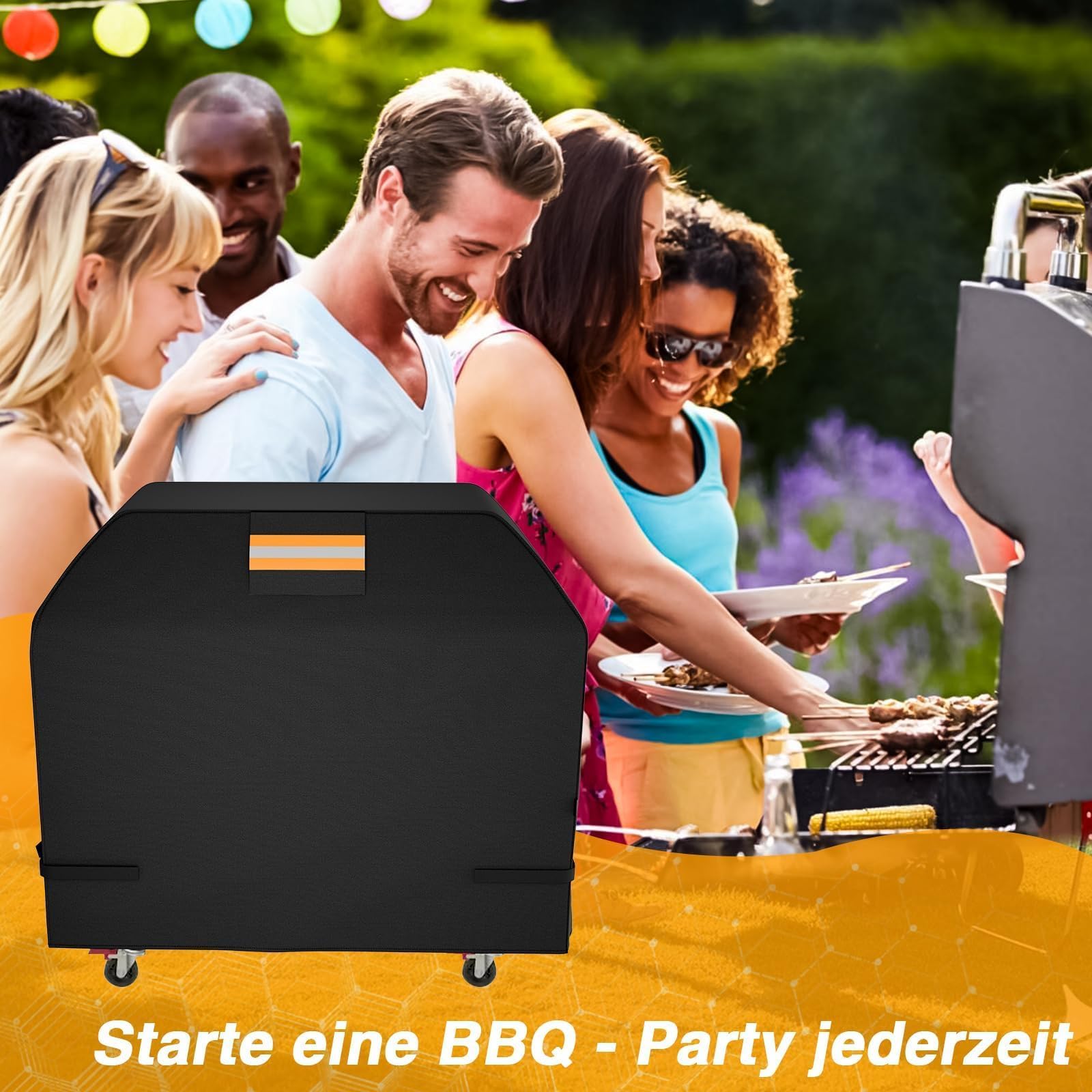 EVRBUL Grillabdeckung Wetterfest 149x63x122cm UV-Beständig 420D-Gewebe, Strapazierfähig Reißfest Staubdicht BBQ Cover Kompatibel mit Weber Genesis Charbroil Classic Nexgrill 2-4 Brenner 7