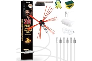 Morinoli 20 Feet Chimney Sweep Kit, Chrome Button Locking System, Chimney Cleaning Kit, Chimney Brush, Chimney Cleaning Tool, Chimney Cleaning System with 6 Flexible Chimney Rods