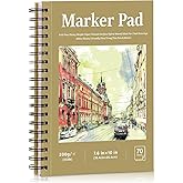 70 Sheets Hardcover Marker Paper Pad, 7.6x10in Alcohol Marker Paper Sketch Pad, 122lb/200gsm Heavyweight Spiral Sketch Book, Painting Coloring Drawing Paper for Beginners Artists Ideal Gift