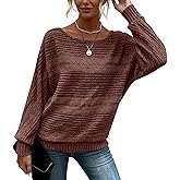 Anyshe Women's Business Casual Lightweight Soft Stretchy Crewneck Batwing Long Sleeve Sweater - Office & Daily Pullover